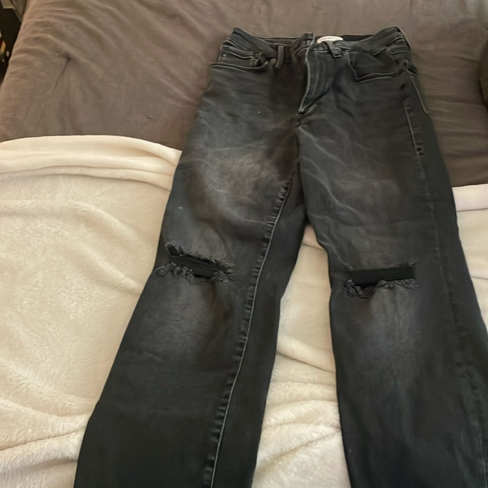 Good American charcoal destroyed jeans size 6-12